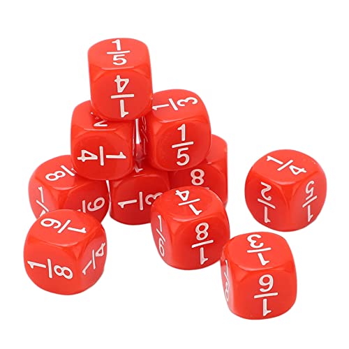 20-teiliges Bruchwürfel-Spielset, Bruchwürfel-Klassenset aus Kunststoff, 6-seitig, Facettenreiches Tischspiel-Zubehör, Mathe-Übungen (Rot) von Hiraith