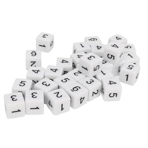 30pcs Würfel Set 16mm 6 -Seiten -Plastik -Bildungsnummer Würfel Würfel für Mathe Games Tischspiele Brettspiele weiß von Hiraith