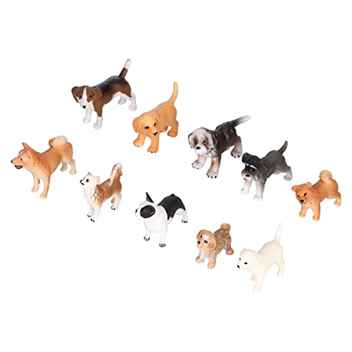 Hiraith 10-teiliges Mini-Hundefiguren-Spielzeugset, Handbemaltes Kunststoff-Simulationswelpenfiguren-Spielset für Kinders, Pädagogisches Tiermodell, Sicheres PVC-Material (10-teiliges Set) von Hiraith