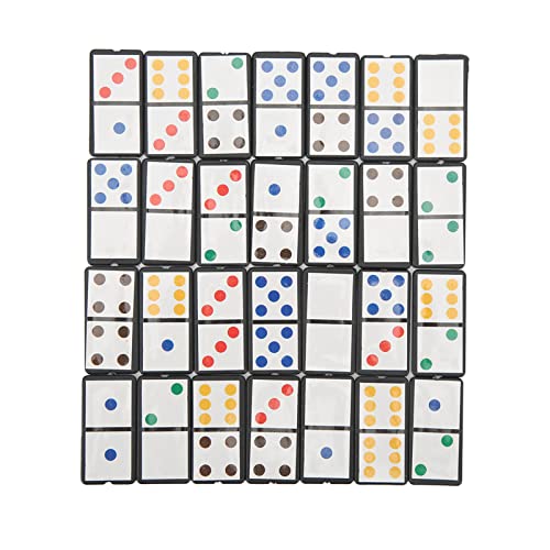 Hiraith 28-teiliges Premium-Klassiker-Double-Six-Domino-Set, Tragbares Interaktives Brettspiel aus Kunststoff mit Bunten Punkten das Lernen von Kindern von Hiraith