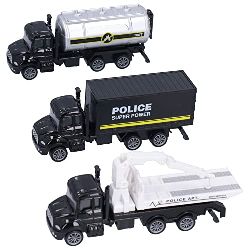 Hiraith 3 Stück 1:50 LKW-Modell, Spielzeug-Bergungs-LKW-Modell, Lebensechtes Legierungs-Pull-Back-Tankwagen-Spielzeugset für Kinders, Kognitive Entwicklung, (Rettungsfahrzeug-Set von Hiraith