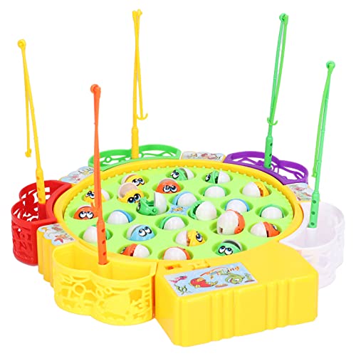 Hiraith Angelspiel-Set, Glatt und Gratfrei, Zum Üben der Angelfähigkeiten für Kinder, 24 Fische, 5 Stangen, Rotierendes Spielbrett mit Musik, Ideal für Familienspiele von Hiraith