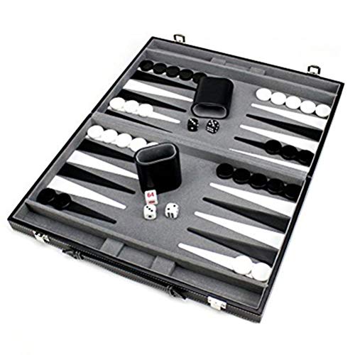 Hiraith Backgammon-Set, Tragbar, für Unterwegs, Faltbares Schachbrettspiel mit PU-Leder, Business-Entertainment-Strategiespiel, Geeignet für Erwachsene und, Schwarz (Schwarz) von Hiraith