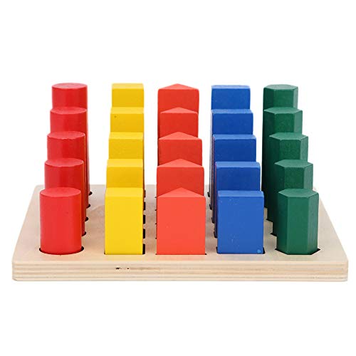 Hiraith Geometrische Holzbausteine ​​für Babys, Farbenfrohes Spiel mit Babyblöcken, Pädagogische Spielzeuggeschenke für Hand-Auge-Koordination, Formerkennung und Farbenlernen von Hiraith