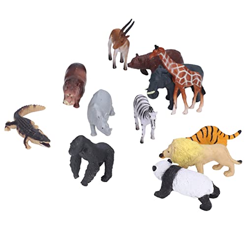 Hiraith Mini-Zootiere-Figuren-Set, 12-teilig, Pädagogische Tier-Party-Kuchendekoration, für Kinderspielzeug, PVC-Material von Hiraith