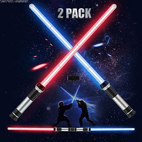 Hiraith Original Lichtschwert Star Wars Kinder, 2 Stück Led Lichtschwert Laserschwert Mit Licht & Sound, 7 Farbwechselbeleuchtung Spielzeug Geschenk Kinder Erwachsene von Hiraith