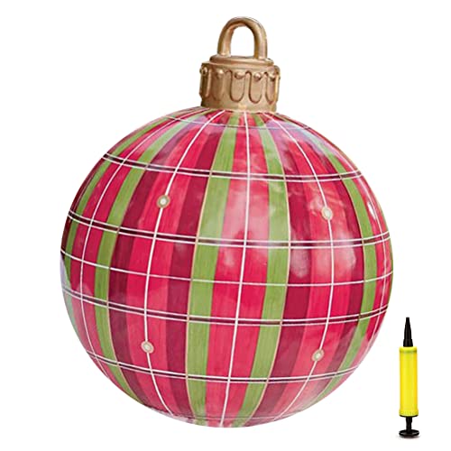 Hiraith Outdoor Aufblasbare Weihnachtskugeln, 60cm PVC Riesen Weihnachten Aufblasbarer Ball mit Pumpe, Garten Crafts Ornament Familie Weihnachtsfest Party von Hiraith