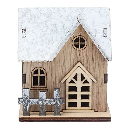 Hiraith Puppenhaus Weihnachten LED Holzhaus, DIY Leuchtendes Miniatur-Puppenhaus für, Verbundholz, 9,5 X 8,1 X 7,1 cm von Hiraith