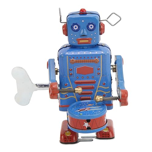 Hiraith Vintage Metallblech-Trommelroboter, Uhrwerk-Trommelroboter-Spielzeug, Retro-handgefertigter Trommel-Aufziehroboter für -Erwachsenen-Kollektion von Hiraith