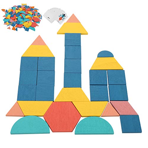 Holzmuster-Blöcke-Set, Pädagogisches Puzzle-Spielzeug, Verbessert die Intelligenz, für Vorschul-Lernen und Frühe Bildung, Geeignet für (180-teiliges Tangram-Puzzle) von Hiraith