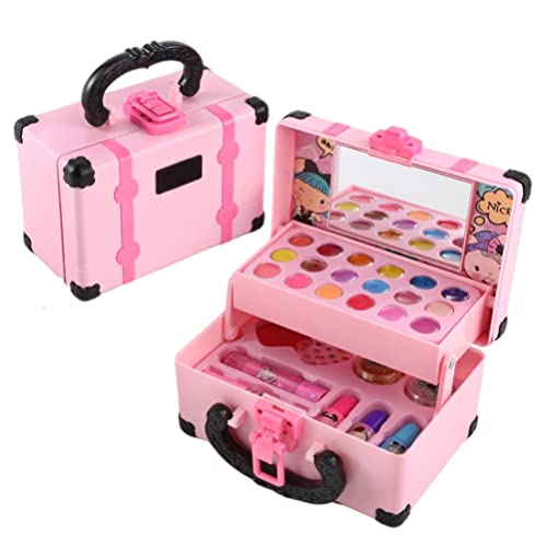 Make-up-Set für Mädchen, Spielzeug Zum Spielen, Kosmetiktasche, Beauty-Set mit Lidschatten, Lippenstift, Nagellack und Make-up-Werkzeugen für Kinders, Tragbares Beauty-Spielzeug von Hiraith