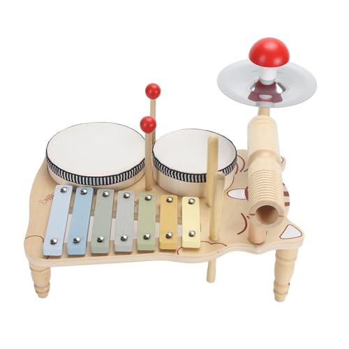 Musikalisches Trommelset aus Holz, Frühes Farberkennungsspielzeug für Babys, Multifunktionales Schlaginstrument mit Kinderfreundlichen Funktionen, Hergestellt aus Lindensperrholz von Hiraith