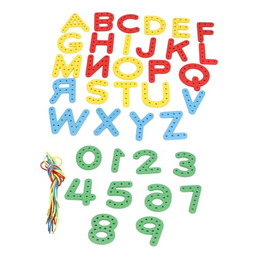 Schnür-Alphabet, Pädagogisches Rechtschreibspielzeug, Frühe Buchstabenerkennung, Feinmotorik-Builder, Geeignet für und Mädchen, Holzmaterial von Hiraith