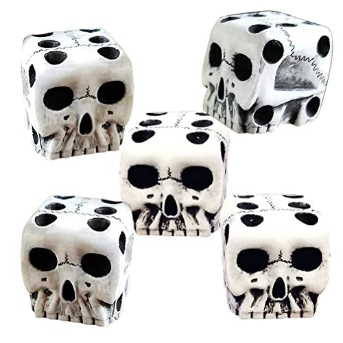 Skelett-Würfelspiel, Einzigartiges, Handgefertigtes Gothic-Würfel-Set mit 5 Stück, Vintage-Harzwürfel mit Skelettgesichtern für Brettspiele, Poker, Kreatives Gaming-Zubehör, von Hiraith