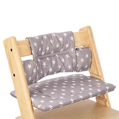 Hiseng Sitzkissen Hochstuhl für Baby Kinder Universal Hochstuhl Sitzkissen Set Hochstuhlkissen, 2-teilige Auflage Sitz-Kissen Set Abwaschbar für Hochstuhl Kinderhochstuhl Druck (Graue Sterne) von Hiseng