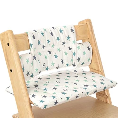 Hiseng Sitzkissen Hochstuhl für Baby Kinder Universal Hochstuhl Sitzkissen Set Hochstuhlkissen, 2-teilige Auflage Sitz-Kissen Set Abwaschbar für Hochstuhl Kinderhochstuhl Druck (Grüner Star) von Hiseng