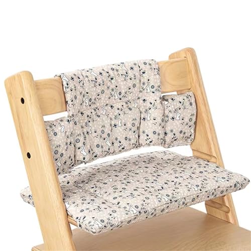 Hiseng Sitzkissen Hochstuhl für Baby Kinder Universal Hochstuhl Sitzkissen Set Hochstuhlkissen, 2-teilige Auflage Sitz-Kissen Set Abwaschbar für Hochstuhl Kinderhochstuhl Druck (Kaninchen) von Hiseng