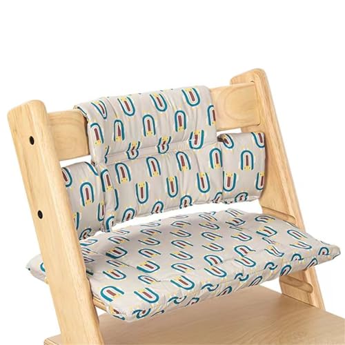 Hiseng Sitzkissen Hochstuhl für Baby Kinder Universal Hochstuhl Sitzkissen Set Hochstuhlkissen, 2-teilige Auflage Sitz-Kissen Set Abwaschbar für Hochstuhl Kinderhochstuhl Druck (Regenbogen) von Hiseng