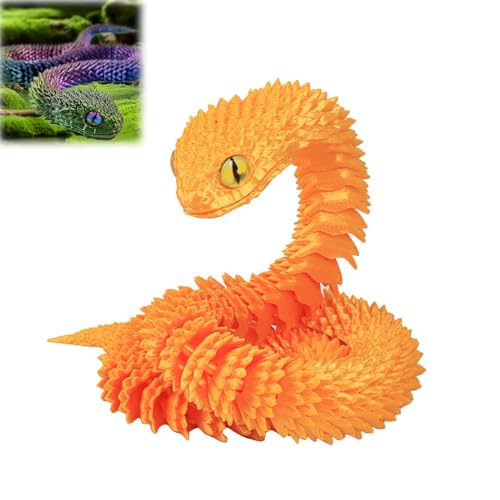 3D Gedruckte Tiere Set – Flexible 3D Gedruckte Schlangen Spielzeug, Artikulierbare Fidget Toys, 3D Gedruckte Dekorationen für Büro und Zuhause (Gold 30 cm) von Hislaves