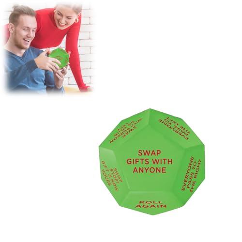 Hislaves Santa Swap Würfelspiel – 2025 Neues Weihnachts-Wichtelspiel mit 12-seitigem Würfel aus lebensmittelechtem PU, 3x3x3in – Weihnachts-Gruppenspiel für Familienfeiern (1 Stück) von Hislaves