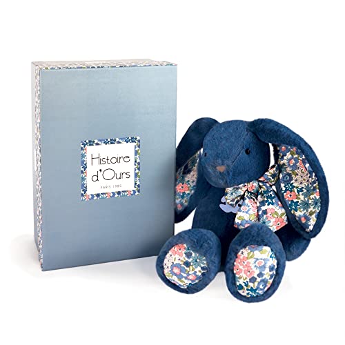 Histoire d'ours - Plüsch Hase - Kuschelfreunde - Geschenkbox - Blau - 25 cm - Süß und niedlich - Geschenkidee zur Geburt und zum Geburtstag von Mädchen und Jungen - HO3120 von Histoire d'ours