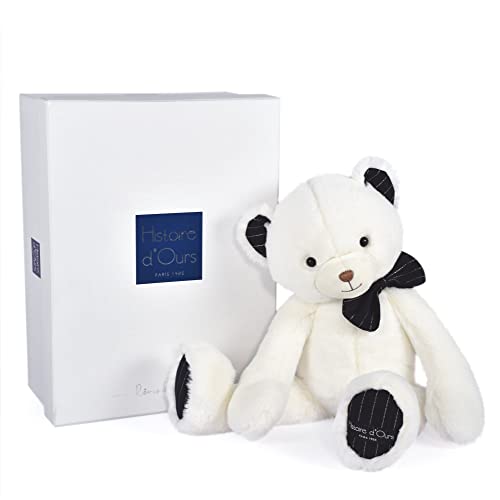 Histoire d'ours - Plüschtier Bär – Weiß Elfenbein und Blau – 40 cm – Geschenkidee zur Geburt und zum Geburtstag für Kinder – Schmusetuch Chic – Kollektion Preppy Chic – HO3131 von Histoire d'ours