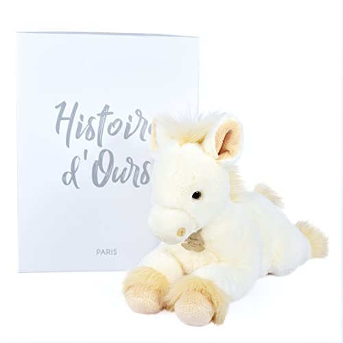 Histoire d'ours - Plüschtier Pferd liegend – Creme – 35 cm – auf der Landschaft – HO3147 von Histoire d'ours