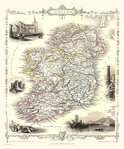 History Portal 1000 Piece Jigsaw Puzzle Map of Ireland 1851 by John Tallis von History Portal