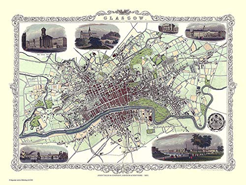 History Portal Limited Edition 1000 Piece Jigsaw Puzzle - Map of Glasgow Scotland 1851 by John Tallis von JG