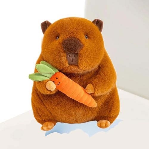 Hitburu Capybara Stuffed Animal, Capybara, Halten von Gemüse Capybara Puppenkissen, Weich gefüllte Tierspielzeug für Tablette, Wohnzimmer, Schlafzimmer, Sofa von Hitburu