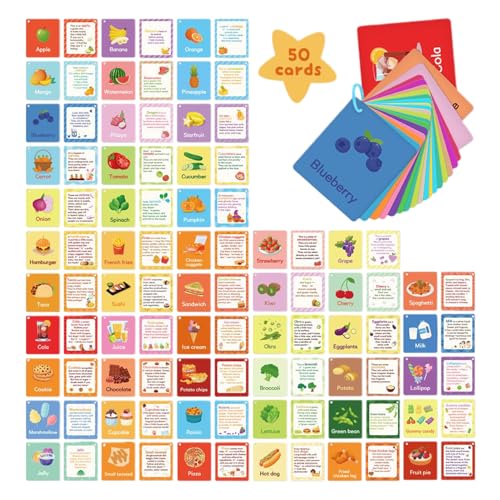 Hitburu Lernkarten | 50 Stücke Lebensmittel Lernkarten Educativ | Zweiseitig Spielzeug Lernspiele Aktivitäten | Für Junge Mädchen Kinder Klassenraum Schule Homeschool Hitburu Lernkarten | 50 Stücke Lebensmittel Lernkarten Educativ | Zweiseitig Spielzeug Lernspiele Aktivitäten | Für Junge Mädchen Kinder Klassenraum Schule Homeschool von Hitburu