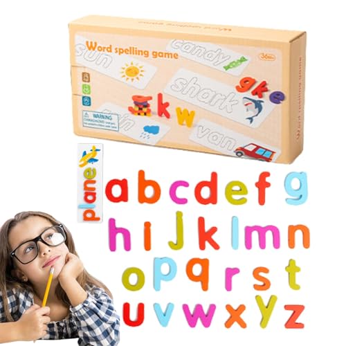 Hitburu Passendes Buchstabenspiel, Alphabet-Rechtschreib-Leserätsel | Alphabet-Buchstaben-Wort-Lernspiel | Alphabetische Lernkarten, Buchstabenpuzzle aus Holz für, Mädchen, Kinder von Hitburu