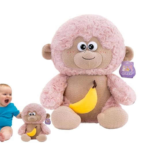 Hitburu Plüsch Affepuppe, Affen ausgestopfte Puppe,Nette weich gefüllte Tierfigur - Entzückendes Affenplüschspielzeug mit Banane für Mädchen Kinder Kinder dekoriert von Hitburu