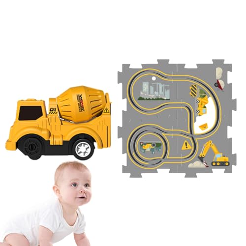 Hitburu Puzzles und Gleis-Kombination, Puzzlematte „Rail Train“ zusammenbauen - Gleis-Spielset, Puzzle, Gleiswagen-Set zusammenbauen | Straßenbau-Schienenwagen, pädagogisches Bauspielzeug für drinnen von Hitburu