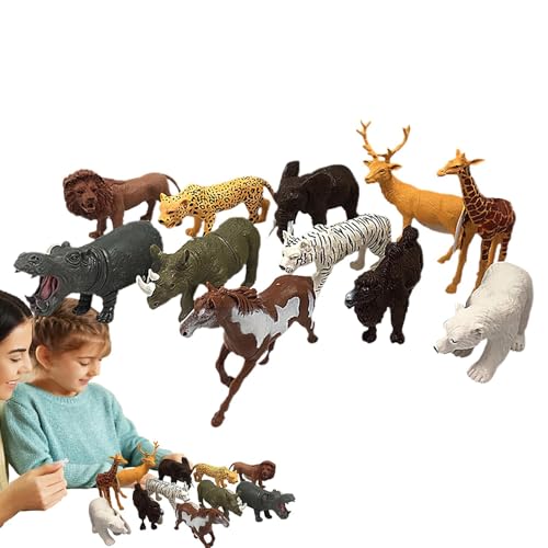 Hitburu Wildtierfiguren,Tierfiguren für Kinder | 12 Stück realistische Tierfiguren, kleine Tierfiguren | Lernspielzeug, PVC-Miniaturspielzeug, Tortenaufsatz, Tierfiguren für Kinder, Kleinkinder von Hitburu