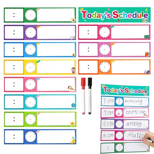 Hitburu Zeitplantafel für Kinder, Visuelles Zeitplandiagramm für Kinder | Verantwortungs-Tagesplantafel | 12 Verhaltensroutine-Taschendiagrammkarten für das Klassenzimmer von Hitburu