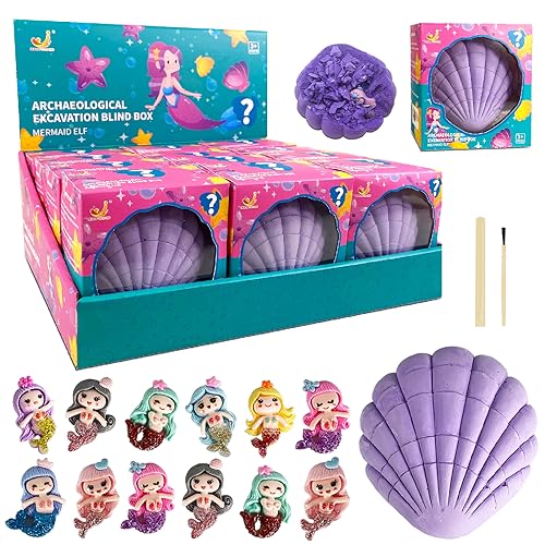 Hitish Meerjungfrau Ausgrabungsset, 12 Überraschungs Mermaid Entdeckungen, Tolles Wissenschafts STEM Spielzeug Bergbau Set, Party Favors Geologie Geschenke für Kinder ab 3 Jahren von Hitish