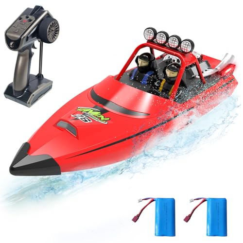 Hitish RC Boot für Kinder Erwachsene 2,4 GHz Ferngesteuertes Boot für Pool Salzwasser, 20MPH Schnelles Renn-Jetboot, Bootsspielzeug für Jungen und Mädchen, 2 Wiederaufladbare Batterien, 40+ Min von Hitish