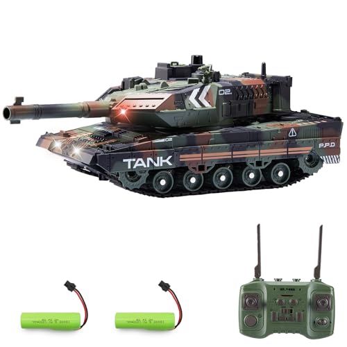 Hitish RC Panzer mit Schießfunktion für Kinder Erwachsene, 2,4G Ferngesteuerter Armee Tank Spielzeug mit Auto-Demo Sound Licht Rauch, 13-Kanal Militärfahrzeugmodell Geschenk für Jungen, Armeegrün von Hitish