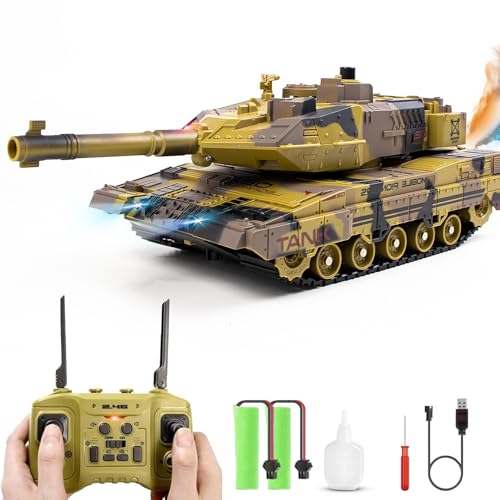 Hitish RC Panzer mit Schießfunktion für Kinder Erwachsene, 2,4G Ferngesteuerter Armee Tank Spielzeug mit Auto-Demo Sound Licht Rauch, 13-Kanal Militärfahrzeugmodell Geschenk für Jungen, Beige Hitish RC Panzer mit Schießfunktion für Kinder Erwachsene, 2,4G Ferngesteuerter Armee Tank Spielzeug mit Auto-Demo Sound Licht Rauch, 13-Kanal Militärfahrzeugmodell Geschenk für Jungen, Beige von Hitish