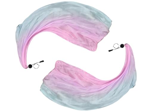 Hitopin 1 Paar BäLle FüR Bauchtanz,Schal werfen Ball,Poi-Streamer-Wurfball,Bauchtanz-Poi-Luftschlangen Seidenschleier,Poi Streamer Wurfball FüR Bauchtanz-Performance, Für Partys Tänze Aufführungen von Hitopin