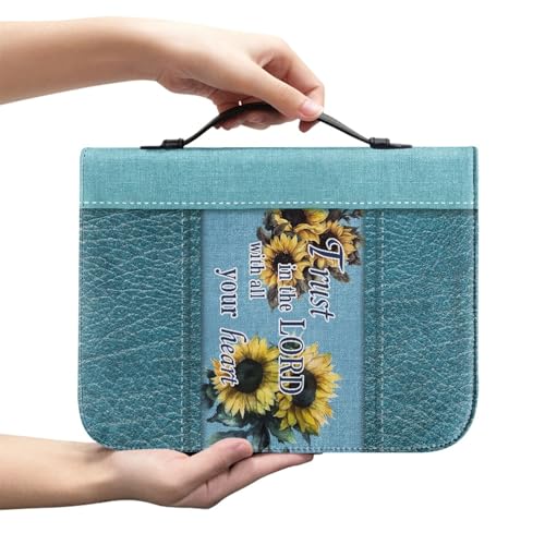 Hixingo Buchhülle Schutzhülle für Bücher aus Stoff, Buchhülle mit Reißverschluss Buchschutz Buchhüllen für Taschenbücher Buchhülle für Buchliebhaber für Lehrer, Freunde (Sonnenblume 3,L) von Hixingo