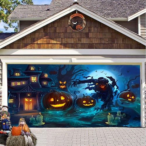 Hixingo Garagentor Banner, Tür Banner Happy Halloween Banner Poster Party Banner Hintergrund Türdeko Haustür Halloween Outdoor Deko für Dekoration Veranda Wand (Gruselig,400x180cm) von Hixingo