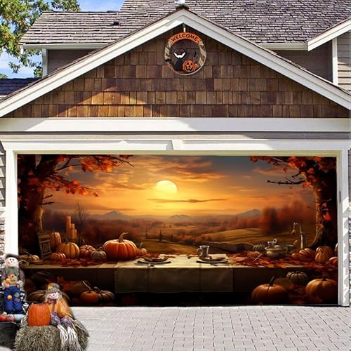 Hixingo Garagentor Banner, Tür Banner Happy Halloween Banner Poster Party Banner Hintergrund Türdeko Haustür Halloween Outdoor Deko für Dekoration Veranda Wand (Herbst,200x150cm) von Hixingo