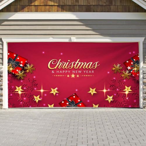 Hixingo Garagentor Banner, Tür Banner Happy Weihnachten Banner Poster Party Banner Hintergrund Türdeko Haustür Weihnachten Outdoor Deko für Dekoration, Veranda, Wand (Grün,480x210cm) von Hixingo