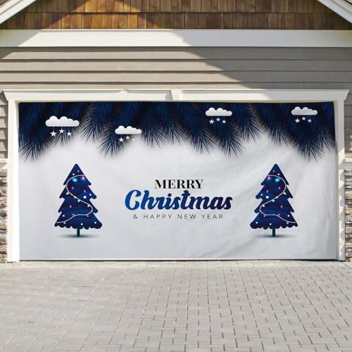 Hixingo Garagentor Banner, Tür Banner Happy Weihnachten Banner Poster Party Banner Hintergrund Türdeko Haustür Weihnachten Outdoor Deko für Dekoration, Veranda, Wand (Rot,240x210cm) von Hixingo