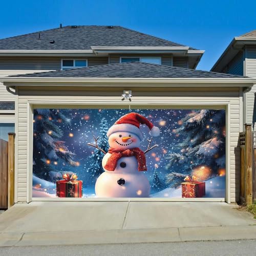 Hixingo Garagentor Banner, Tür Banner Happy Weihnachten Banner Poster Party Banner Hintergrund Türdeko Haustür Weihnachten Outdoor Deko für Dekoration Veranda Wand (200x150cm,Schneemann) von Hixingo