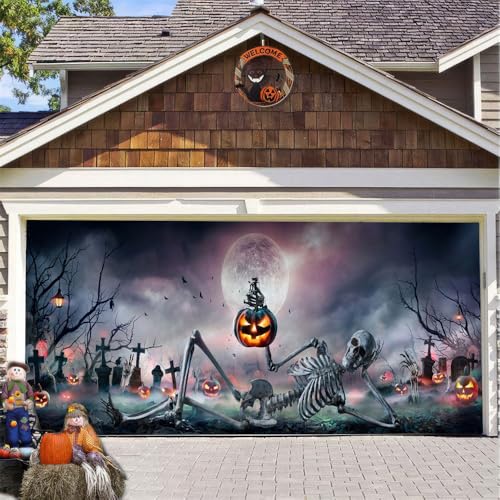 Hixingo Garagentor Banner Tür Banner, Halloween Banner Poster Party Banner Hintergrund Türdeko Haustür Halloween Outdoor Deko für Veranda Wand (100x200cm,Wald) von Hixingo