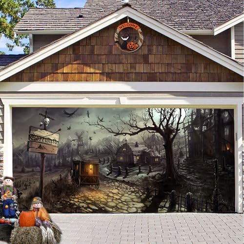 Hixingo Garagentor Banner Tür Banner, Halloween Menschliches Skelett Banner Poster Party Banner Hintergrund Türdeko Haustür Halloween Outdoor Deko für Veranda/Wand (200x150cm,Hellgrau) von Hixingo