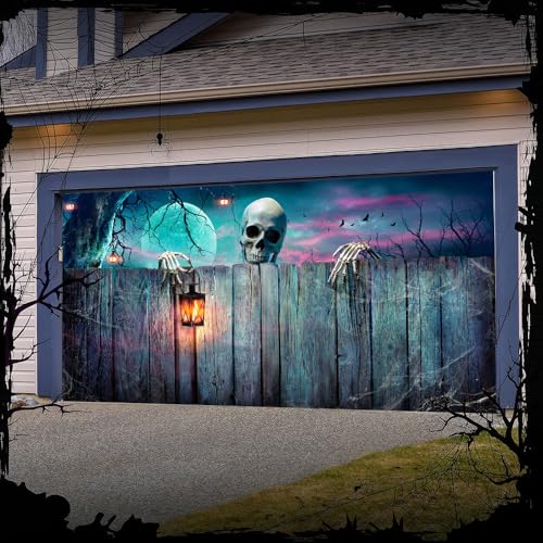 Hixingo Garagentor Banner Tür Banner Halloween Banner Poster Party Banner Hintergrund Türdeko Haustür Halloween Outdoor Deko für Dekoration Veranda (Willkommen,170x75cm) von Hixingo